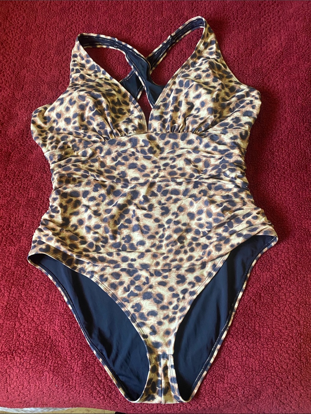 Leopard Print One-Piece Swimsuit in Brown